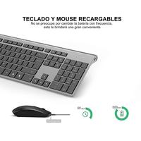 Bezprzewodowa klawiatura i mysz, hiszpański układ, akumulator, stabilne połączenie USB, odpowiednie do notebooków, komputerów, szarości 5